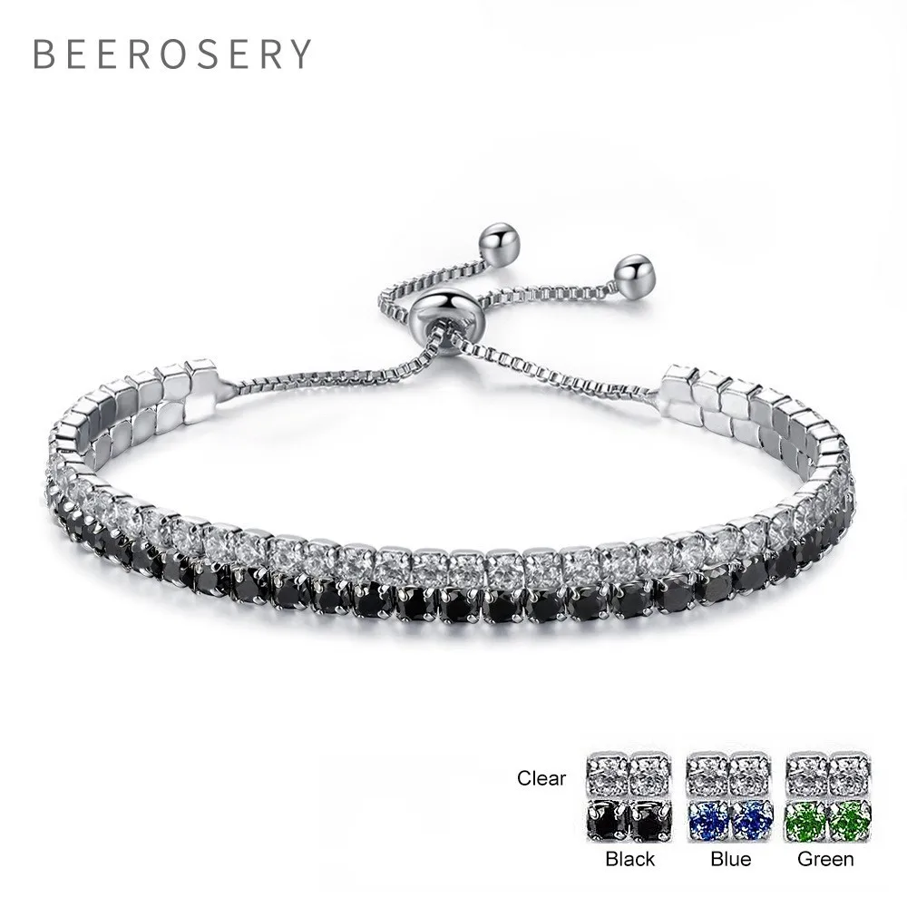 

Beerosery Adjustable Silver Plated Austrian Crystal Bracelets For Women Wedding Fashion Jewelry Charming Bracelet & Bangles