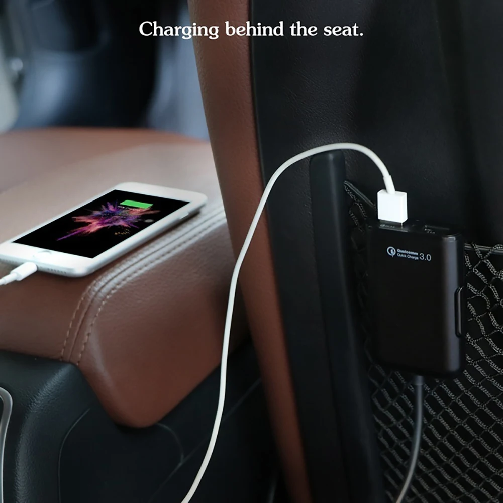 

Universal Car Charger 4 Port QC 3.0 USB Car Charger USB Fast Adapter with 1.8M Extension Cord Cable