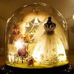 DIY Кукольный дом Миниатюрный Кукольный дом сделай сам дом свадебное платье с светодиодный стеклянная модель Flash DIY образования красивый