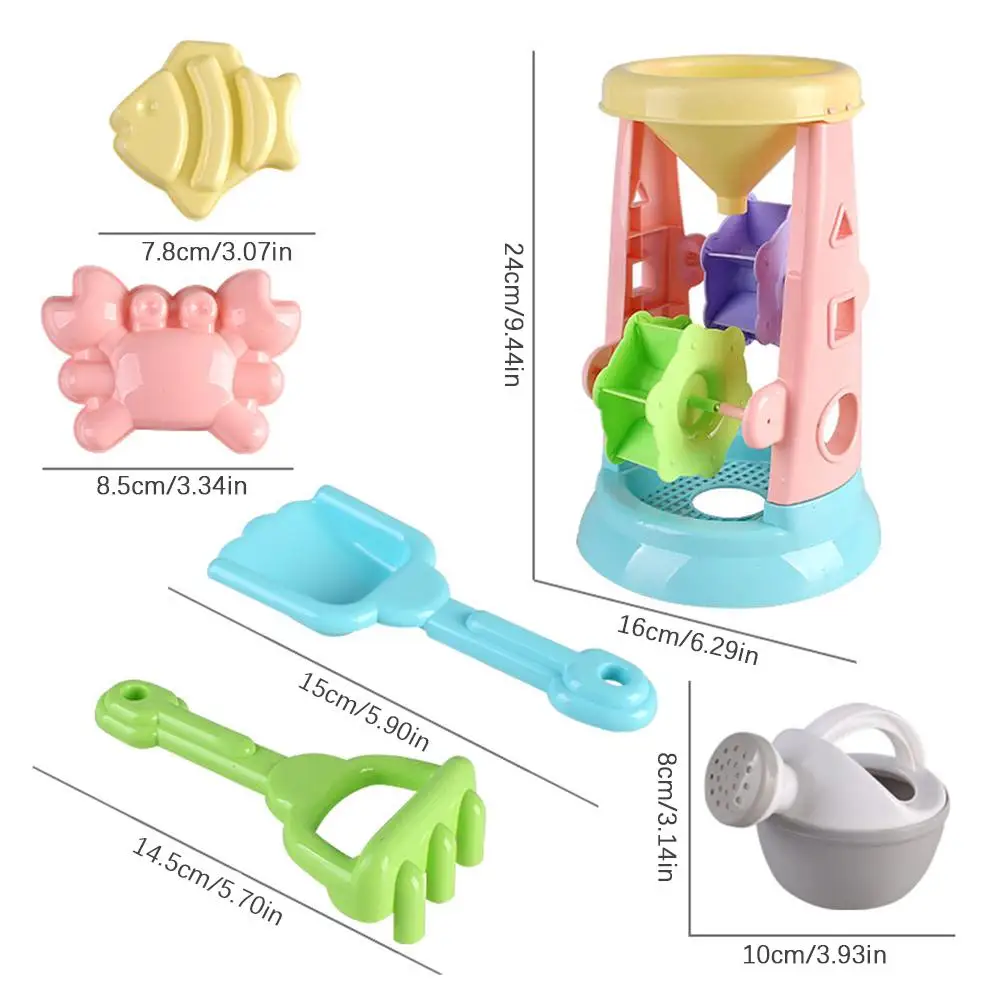 Best  6PCS Of Interesting Hourglass Set Sandbox Bucket And Watering Can Beach Play Toy Child Baby Boy Gir
