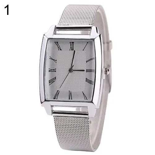 

Men's Women's Roman Numbers Square Case Mesh Band Quartz Casual Wrist Watches