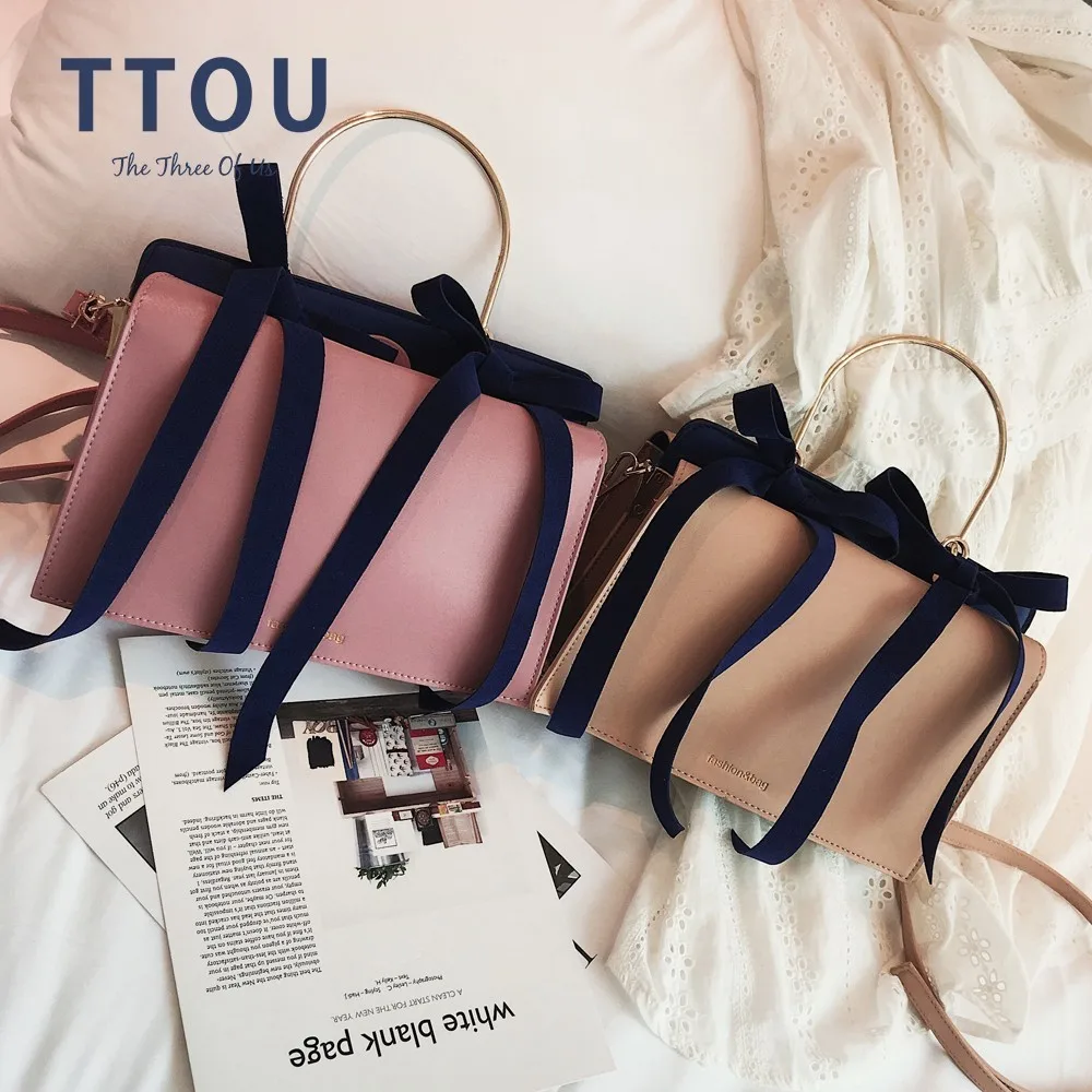 

TTOU Women PU Shoulder Bag Revelt Bow Handbag Fashion Chain Messenger Bag Hasp Clousure Crossbody Bag for Girls