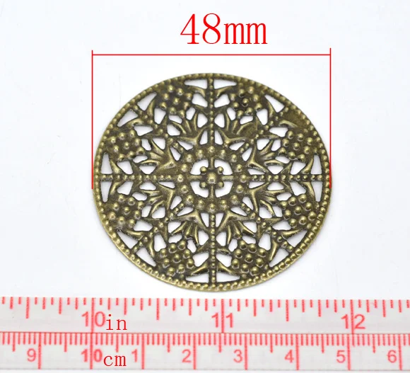 Круглые филигранные соединители 30 бронзовых тонов 48 мм (B14282)|connector honda|connector