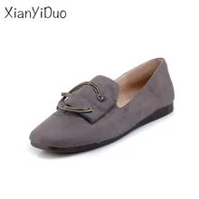 Xianyiduo/ г. новая весенняя повседневная женская обувь на плоской подошве с квадратным носком черная обувь с металлическим украшением, большие размеры 34-44, бежевый/k166-37