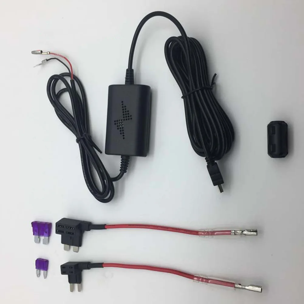 

12V-24V To 5V Charger Mini USB DVRVoltage Protection Cable 5 Pin Auto Camcorder Safe Separate Fuse Step-down Converter Kit #1228