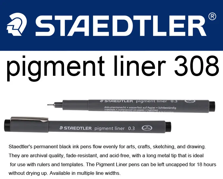 Ассорти с черными чернилами 9 Staedtler пигмент лайнер для рисования ручка для эскизов комплект полный спектр 005 01 02/03/04/05/06/07 08 0,05 мм-0,8 мм