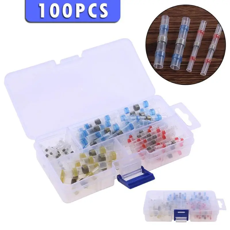 

100/60/50 Pcs Mixed Heat Shrink Sordering Terminals Waterproof Solder Sleeve Tube Electrical Wire Insulated Butt Connectors Kit