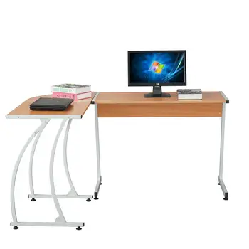 

L-Shaped Steel Computer Desk Corner Desk Laptop PC Table Workstation Corner Writing Desk Arc Legs Splicing Computer Desk