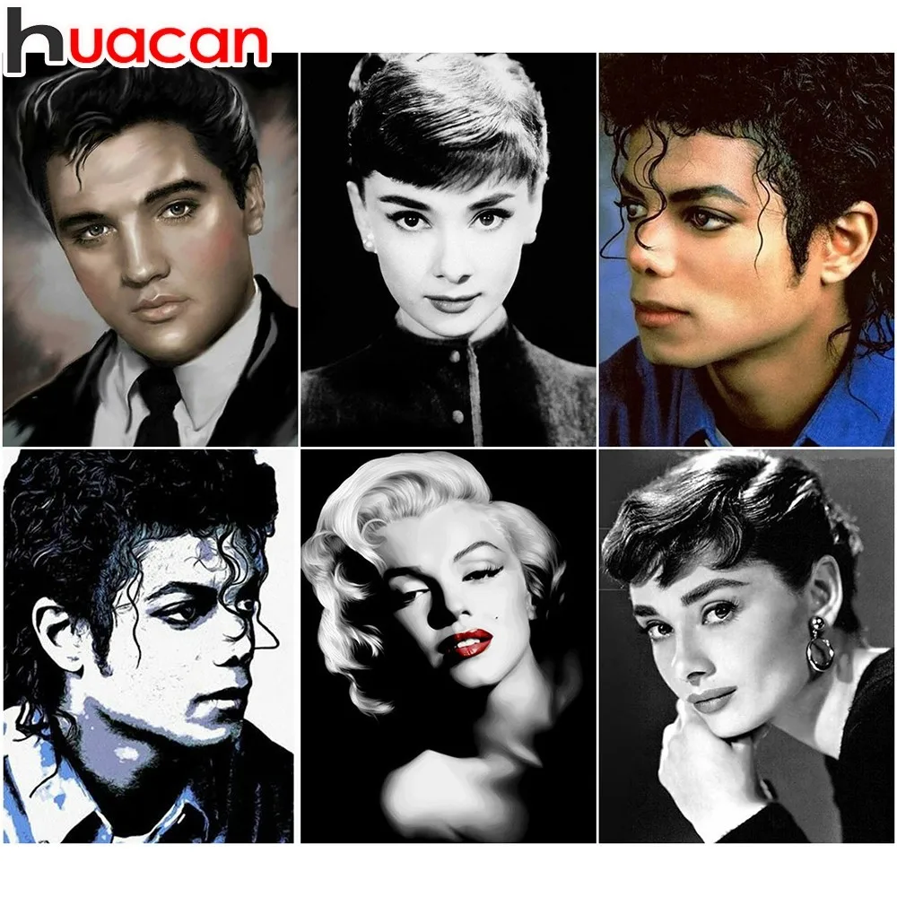 

HUACAN Michael Jackson 5D DIY Diamond Painting Marilyn Monroe Elvis Full Square Diamond Embroidery Rhinestone Home Decor