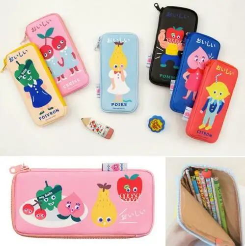 

School Pencil Case PU Lovely Cute Cartoon Large Pen Bag For Kids Stationery Coin Purses
