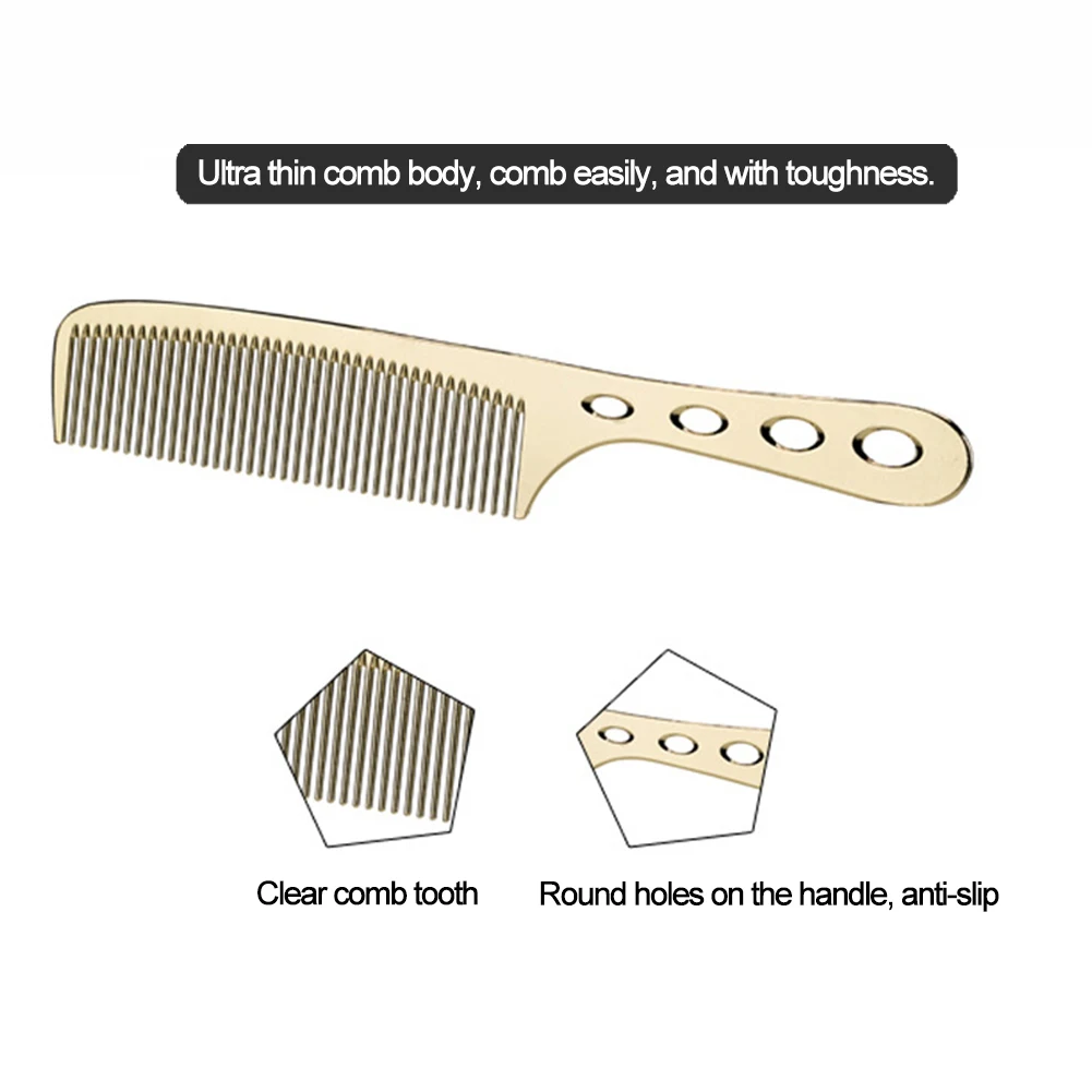 Thin Wide Tooth Hairbrush Hair Brush Comb Stainless Steel Professional Hair Cutting Dyeing Comb Home Use Salon Hairdressing Comb 5