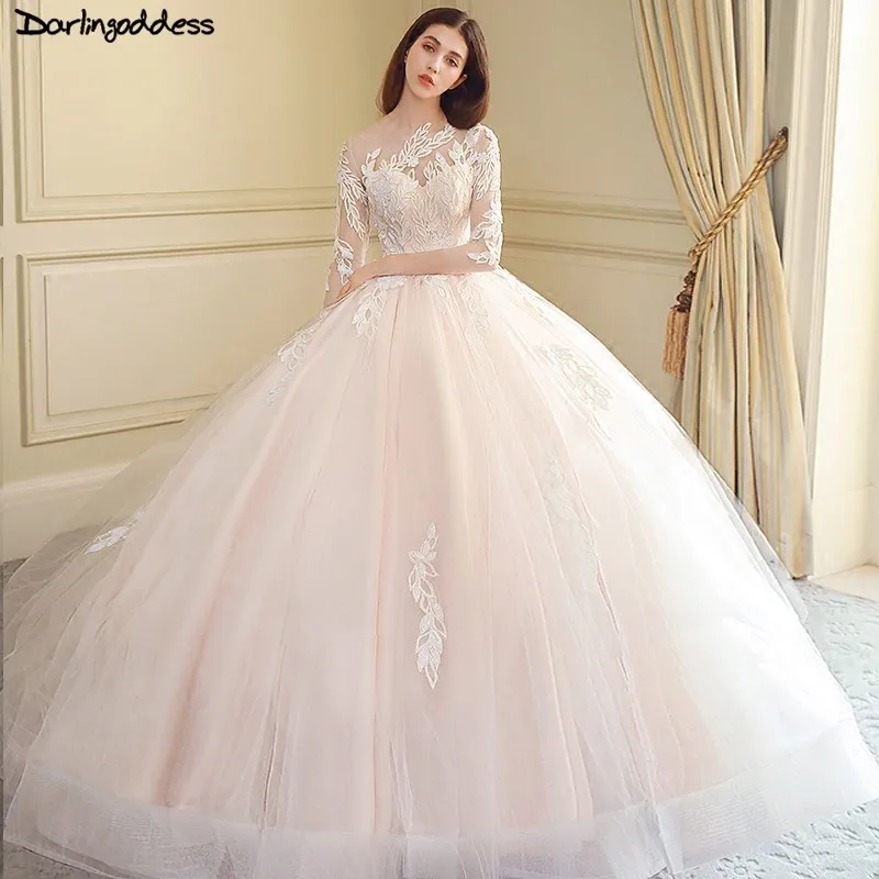 Luxury Arabic Dubai  Ball Gown  Wedding  Dresses  Champagne 