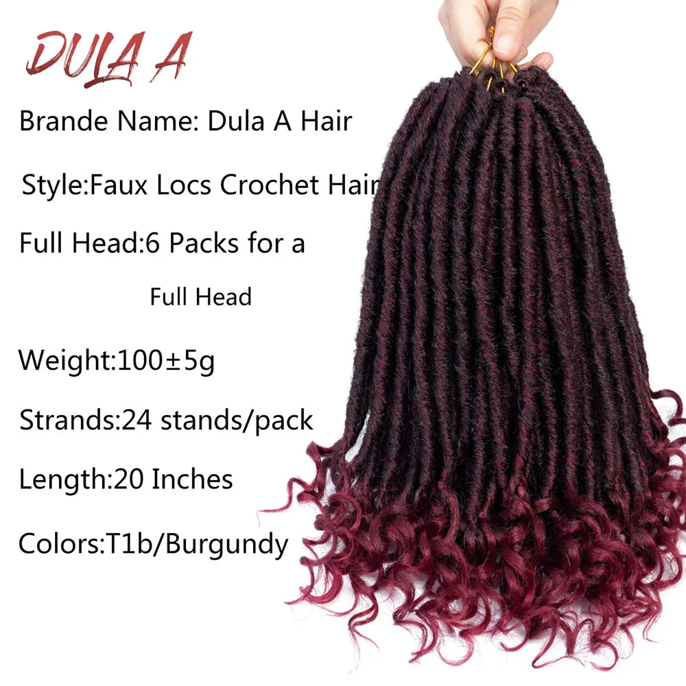 Dula подушка с faux locs Curly Jumbo дреды косы волосы для наращивания вплетением 20 дюймов синтетический мягкого натурального Loc прическа накладные волосы на крючке