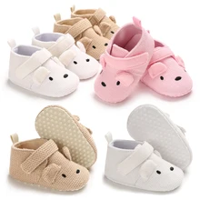 Зимняя обувь для новорожденных мальчиков и девочек, модная обувь, милый теплый мультфильм, снег, сапоги на мягкой подошве, обувь для кроватки, детская повседневная хлопковая обувь 0-18 м