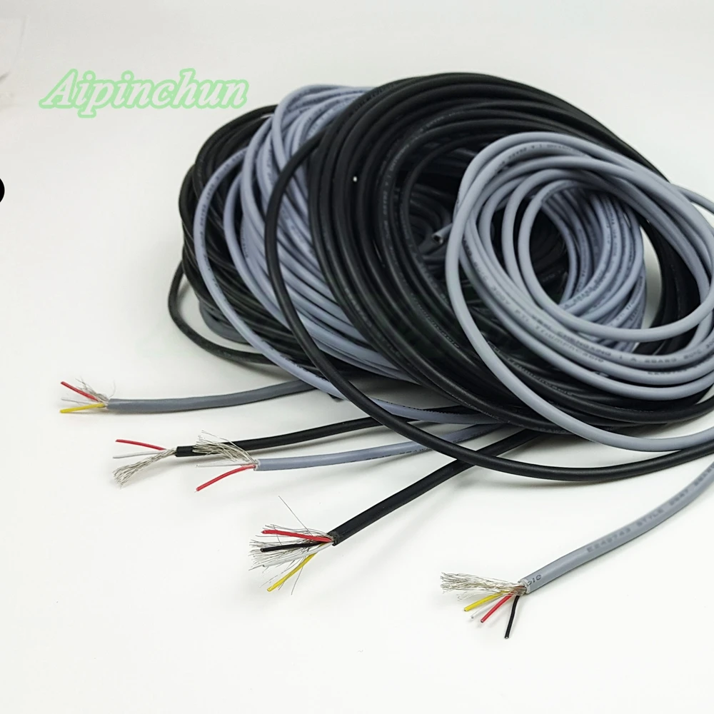 Aipinchun 2 метра 3 4 5 ядер экранированный провод UL 2547 28AWG 1 канал кабель аудиосигнала