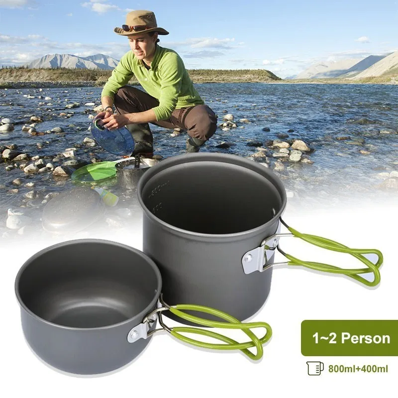 

Ultralight Convenient Type Camping Cookware Utensils Outdoor Pot Set Hiking Picnic Backpacking Camping Tableware Pot 1-2persons