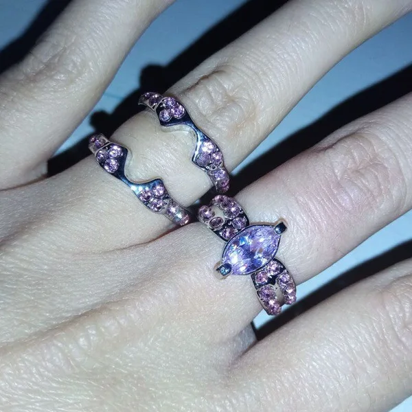 3 шт ювелирные изделия Bangtan кольцо набор Bague Свадебные драгоценные камни кольца