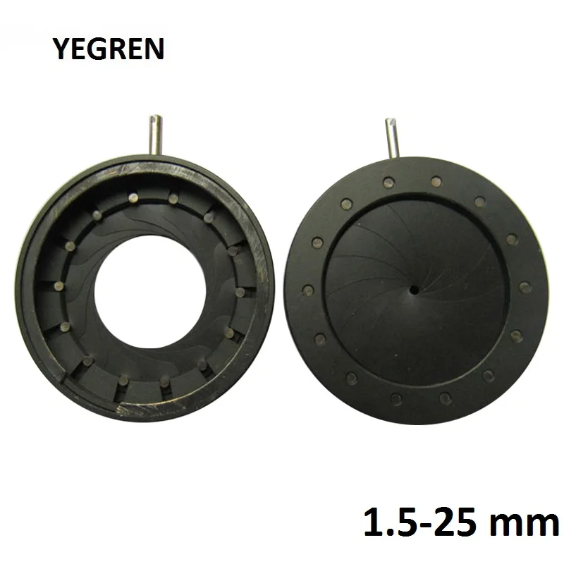 

1.5-25 mm Aperture Diameter Zoom Iris Diaphragm Aperture Condenser for Microscope Camera CCTV Lens Optical Instrument 14 Blades