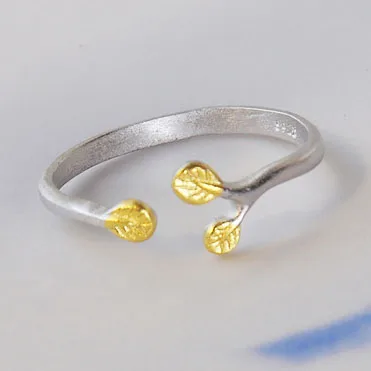 

925 Sterling Silver Leaves Open Rings For Women Hypoallergenic Fashion Girl Sterling-silver-jewelry