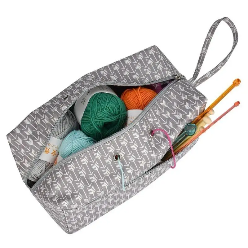 2 размера портативный мешок для хранения пряжи Органайзер с разделителем для вязание крючком, вязание организации пяльцы Tote для путешествий