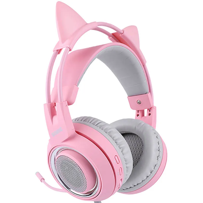 SOMIC G951 розовые наушники с кошачьими ушками виртуальная 7 1 шумоподавление игровые