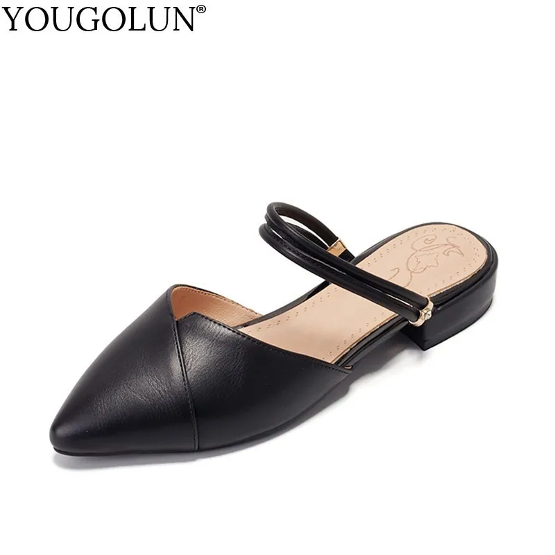 

Muller Slippers Women Summer Pointed Toe New Fashion Sandal B028 Sexy Woman Black White Flat Outdoor Shoes Sweet Ladies Slides