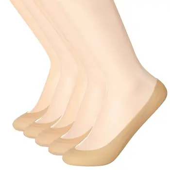 

5 Pairs Women Low Cut No Show Liner Invisible Socks Non Slip,Nude