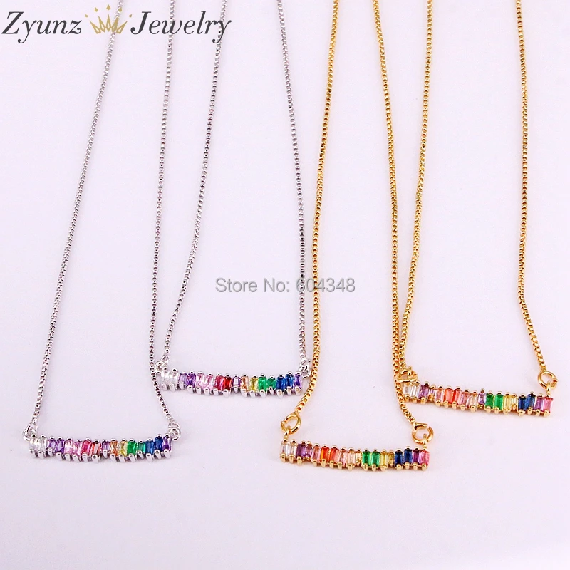 

10PCS ZYZ333-5172 Beautiful Pendant Necklace Rainbow Multi Color Cubic Zirconia CZ Crystal For Women Trendy Gifts