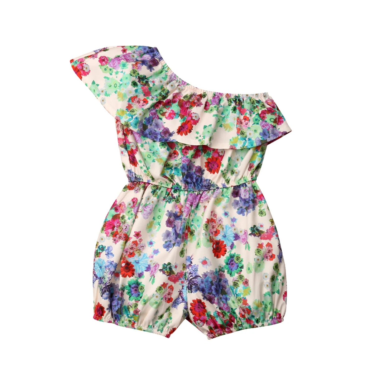 Toddler Kids Baby Girl One Shoulder Rompers Flower Girls Clothing