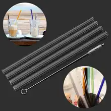 4 шт прозрачные стеклянные соломинки с чистящей щеткой 8 мм многоразовая стекляная соломинка для питья Свадьба День рождения питьевой прямые соломинки