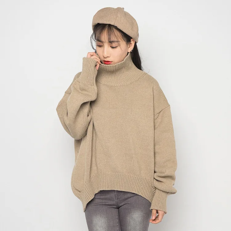 

2019 New Pattern Wool Easy High Lead Sweater Loose Coat Short Fund Pullover Knitting Unlined Upper Garment