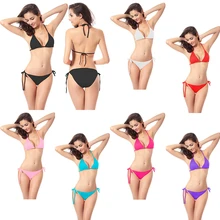 Женское однотонное Бандажное нижнее белье с вырезом, раздельное бикини, Женский пуш-ап купальник, купальный костюм, пляжная одежда, комплект нижнего белья с бюстгальтером