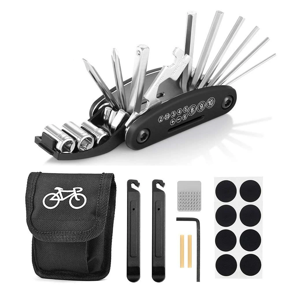 

JFBL Hot 16-in-1 Bicycle Repair Kit Multi Tool Repair Bicycle Tool Kit, Pocket Bike Tool Kit, Tire Lever, Self Adhesive Bicycl