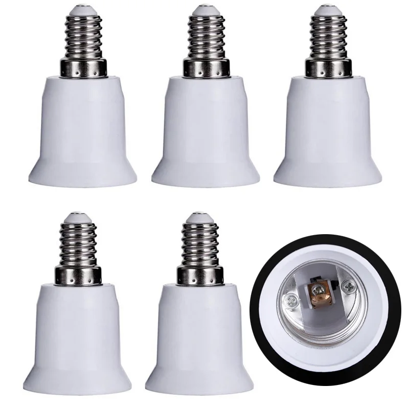 

IKVVT 5pcs E14 to E27 Bulb Base Lamp Socket Fitting Extender Converter Adapter Holder