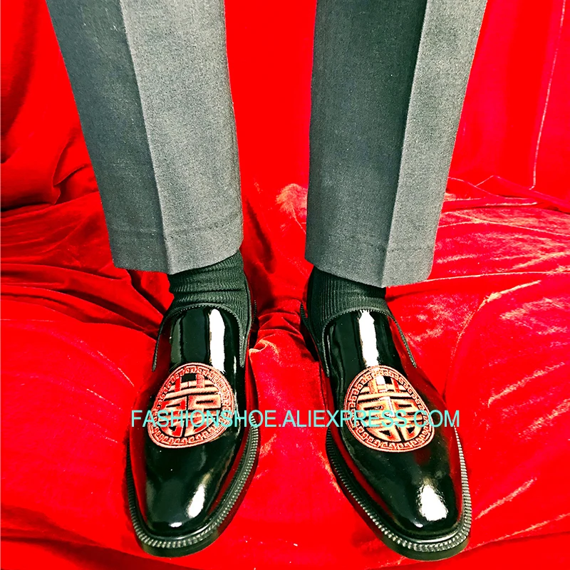 

Wedding Party Oxfords Flat heel Lace up Cow Genuine leather Mens Dress Shoes Loafers