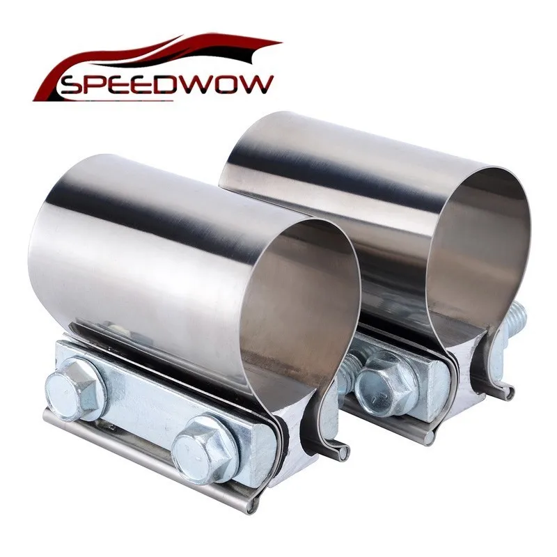 

SPEEDWOW 1PCS 2.0" 2.25" 2.5" 3.0" 4.0" Stainless Steel Exhaust Sleeve Butt Joint Clamp Exhaust Pipe Sleeve For Car Muffler