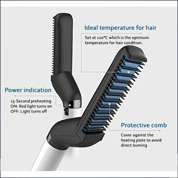 

Electric Hair Curling Men Quick Beard Straightener Styler Styling Accessories Comb Multifunctional Curler Show Cap Tool