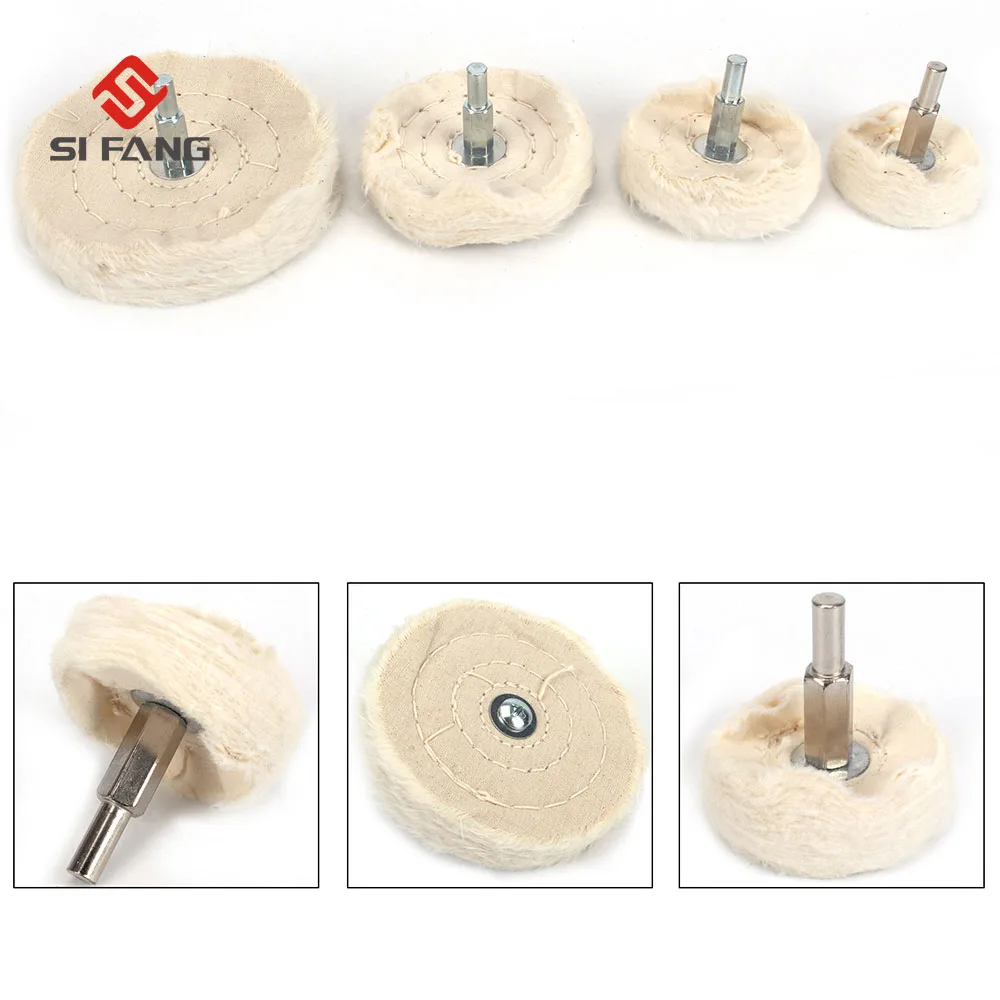 

50-100mm T shape White Cotton Lint Cloth Buffing Wheel Gold Silver Jewelry Mirror Polishing With 6mm Connecting Rod