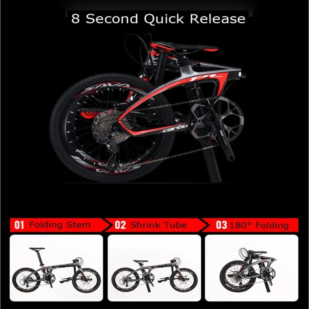 Sale Sava Folding Bike 20 Inch Folding Bicycle Foldable Carbon Folding Bike 20 Inch With Shimano 105 22 Speed Mini Compact City Bike 5