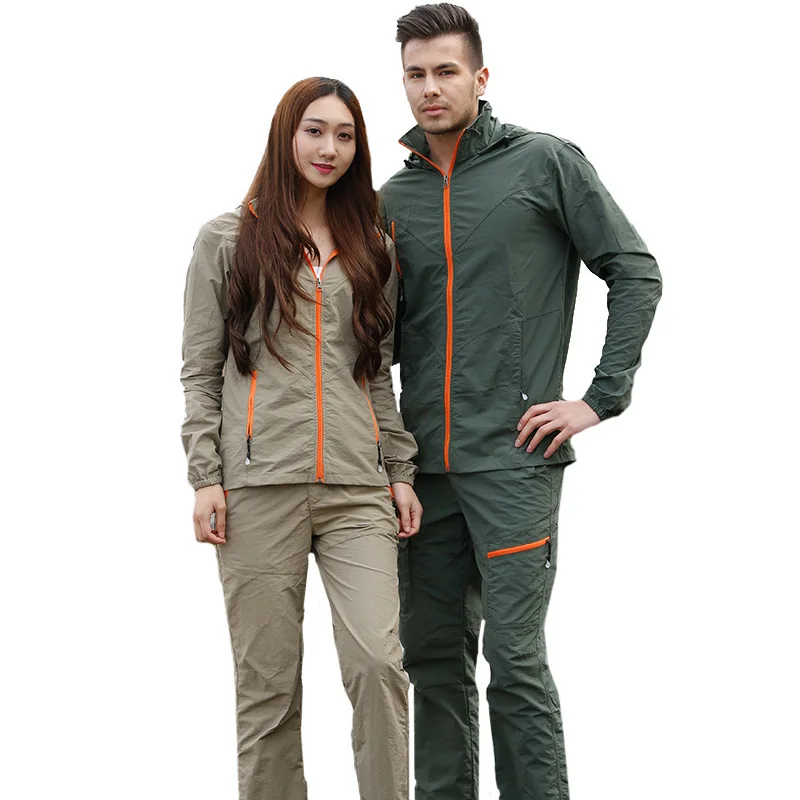 

Spring Summer Man Woman Outdoors Quick-drying Clothes Trekking Hiking Sports Jogging Camping Long Sleeve Zipper Cardigan Shirt