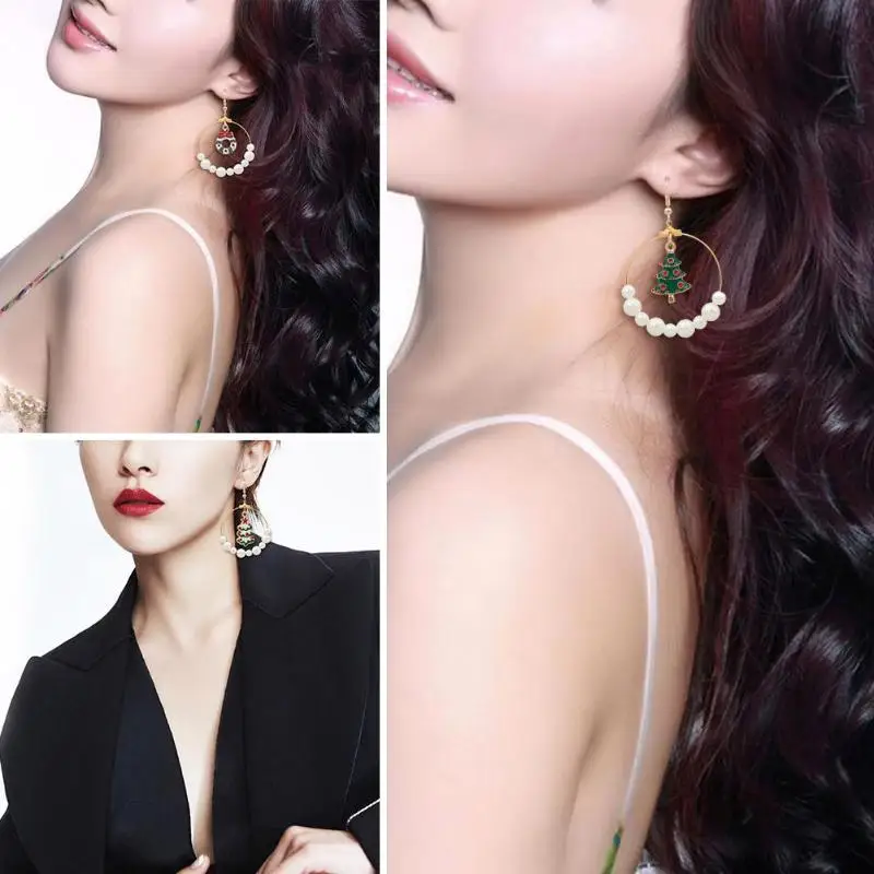 

JOCESTYLE New Fashion Women Santa Claus lovely Tree Christmas Jewelry Christmas Drop Earring For Women Girls Gift