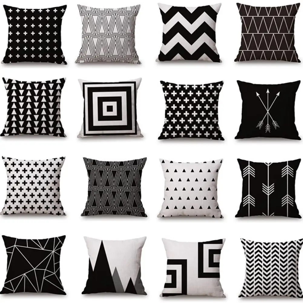 

Adeeing Black White Geometric Pattern Cushion Cover for Car Sofa Decor