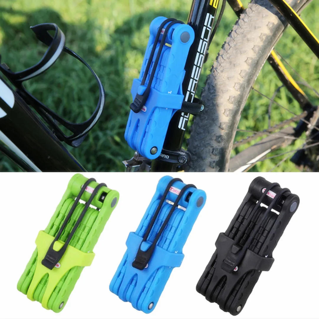 

New 3 Colors Folding Bicycle Lock Steel Anti-theft Bicycle Lock Folding Lock Bicycle Motor With Frame Mount 3 Keys