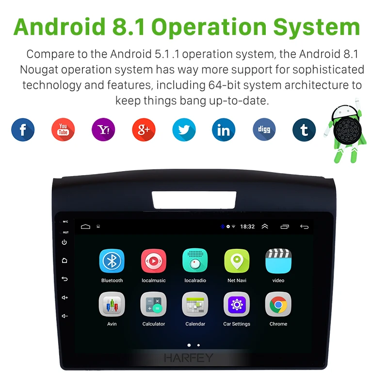 Sale Harfey Car multimedia player Radio GPS Navigation System 9" For Honda CRV 2011-2015 With Remote Control Bluetooth Touch Screen 1