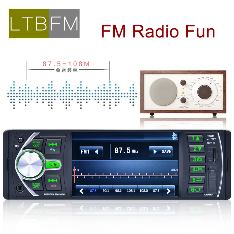 LTBFM 1 Din 4," Bluetooth In-dash 12 В радио автомобиля TF/USB/AUX/FM стерео MP5 плеер рулевое колесо управление Авто ленты Авторадио