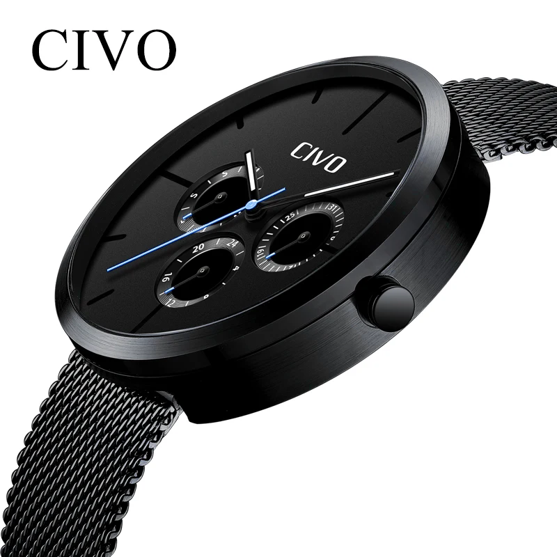 

CIVO Fashion Casual Watches Men Mesh Strap Waterproof Date Sport Watch Top Brand Luxury Quartz Watch Men Clock Relogio Masculino