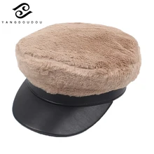 Модная Меховая военная шапка, шапка, роскошный бренд, женские зимние теплые темно-синие шапки для женщин, женская кепка с якорем из искусственной кожи