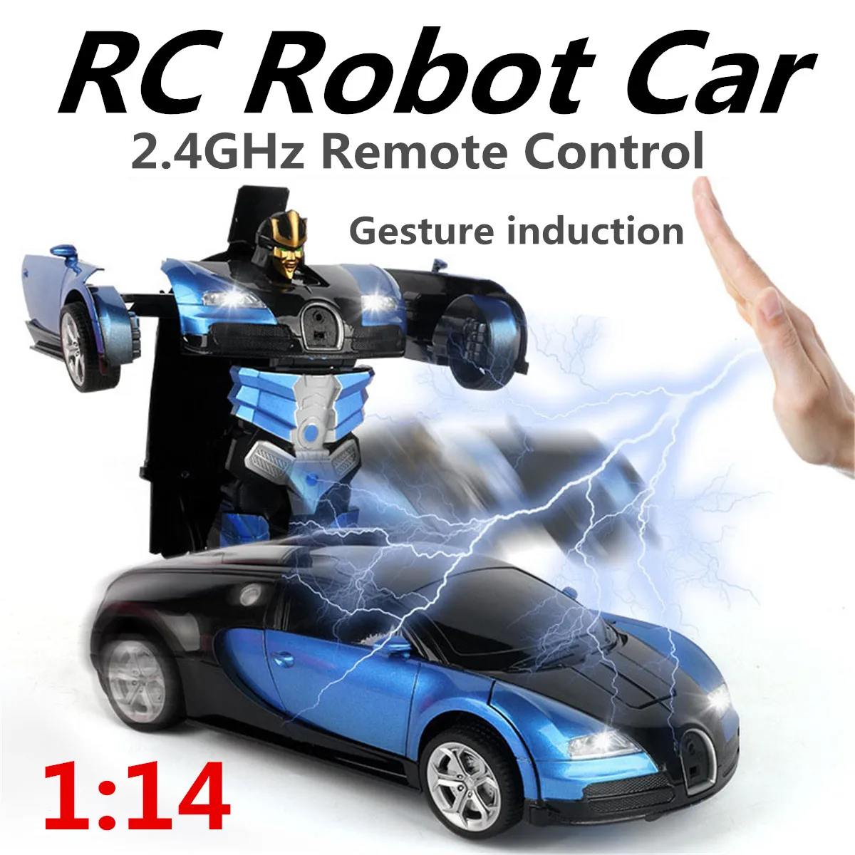 

1:14 RC Car Transformation Robots Car 2.4 GHz Remote Control Car Change Deformation Robot Gesture Induction Radio Toys Vehicle