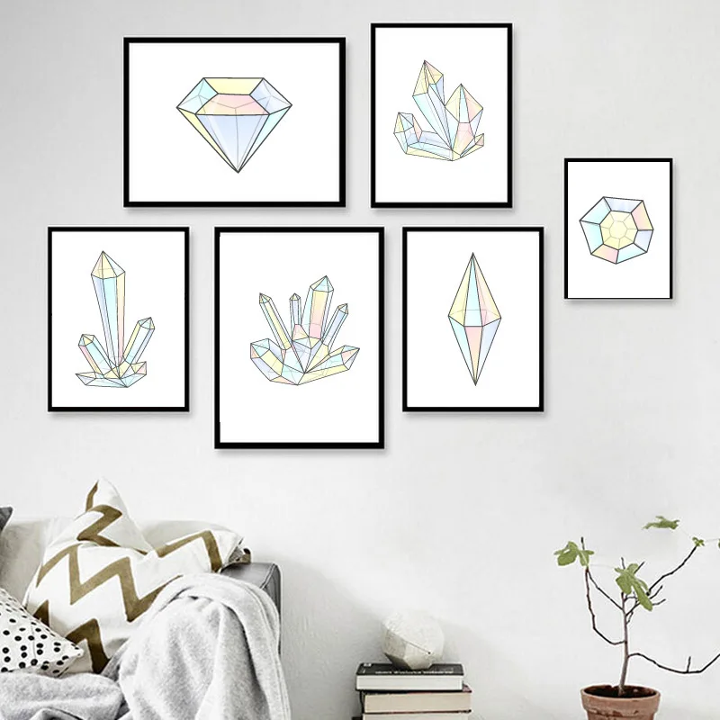

Nordic Style Wall Art Canvas Painting Poster Abstract Print Geometry Diamond Decorative Picture for Living Room Home Decor Love