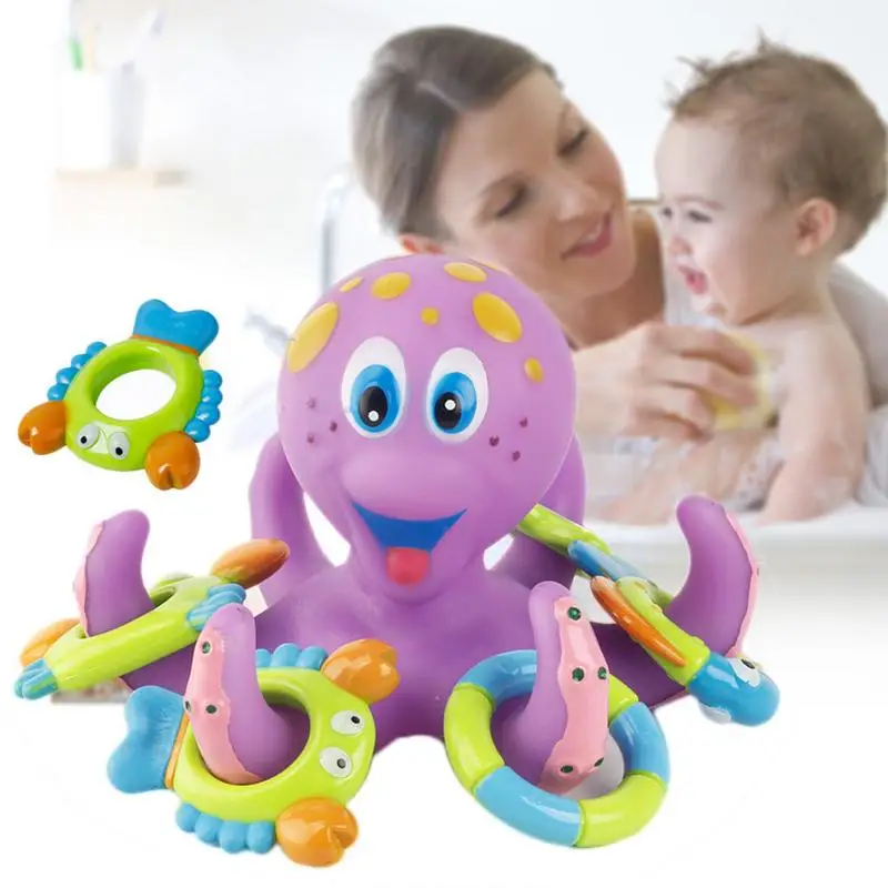 Осьминог метание круг маленький осьминог дети игрушка для купания головоломка ванна для младенцев игрушка осьминог ванная игрушка для детей